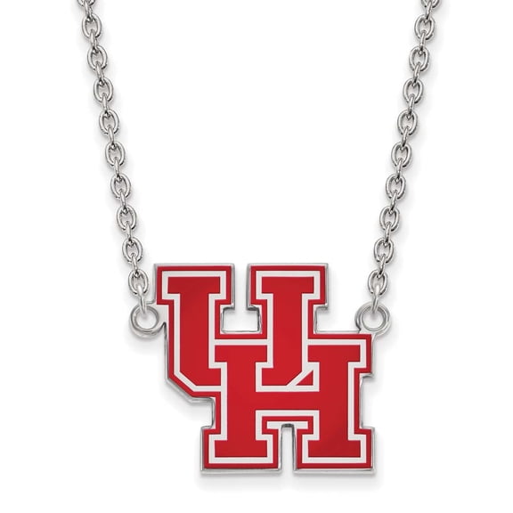LogoArt Sterling Silver University Of Houston Large Enamel Pendant Necklace Female Adult