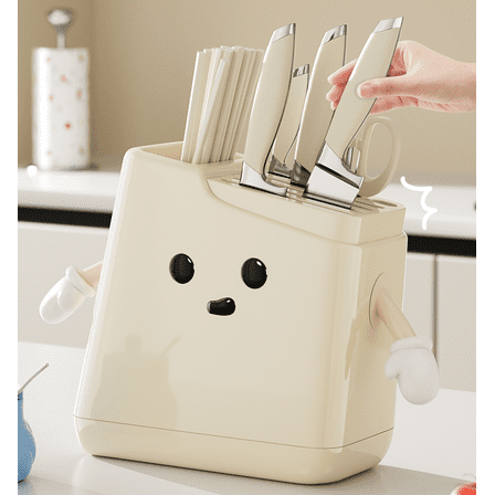 UFORU All-in-One Knife and Utensil Holder with Pull-Out Drip Tray for a Dry, Organized Kitchen