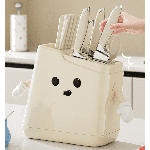 UFORU All-in-One Knife and Utensil Holder with Pull-Out Drip Tray for a Dry, Organized Kitchen