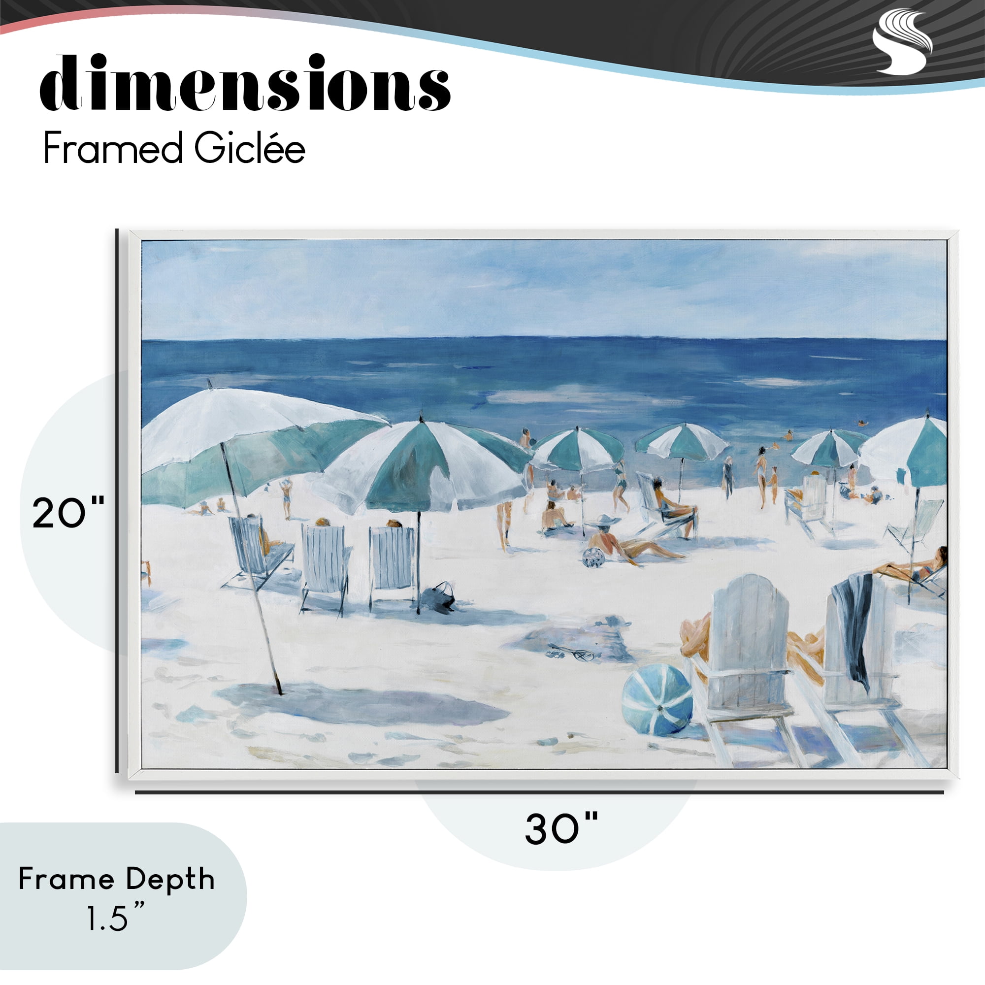 Stupell Industries Umbrella Beach Coastal Scene White Framed Giclee Art, design by Lorenzo Collective