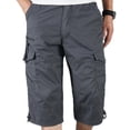 thumbnail image 1 of Mens 3/4 Long Length Elasticated Shorts Waist Cargo Combat Three Quarter Pants, 1 of 3