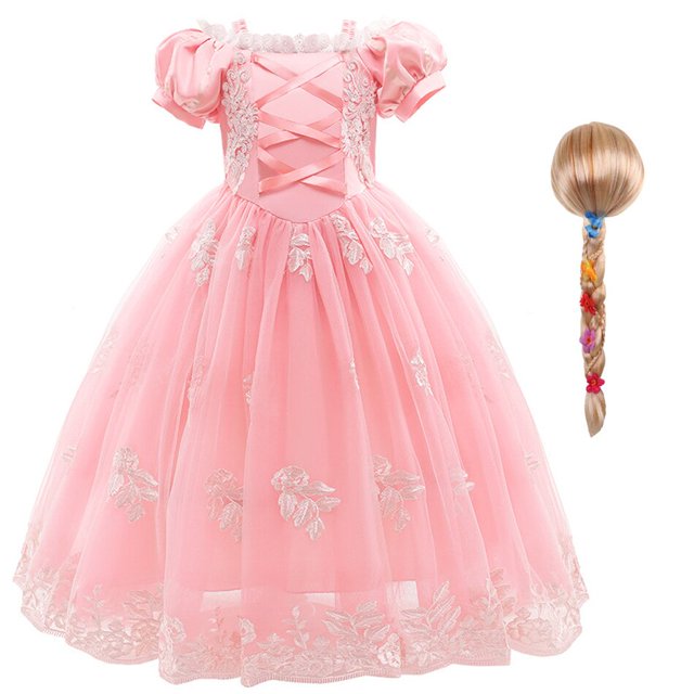 Disfraz de princesa Aurora Rapunzel para niña, disfraz de tul para Halloween, navidad, cumpleaños Fivean unisex