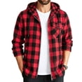 thumbnail image 6 of Jaunzuar Zip Up Hoodie Men Drawstring Long Sleeve Plaid Shirt Men Outdoor Warm Casual Jackets with Pockets L, 6 of 7