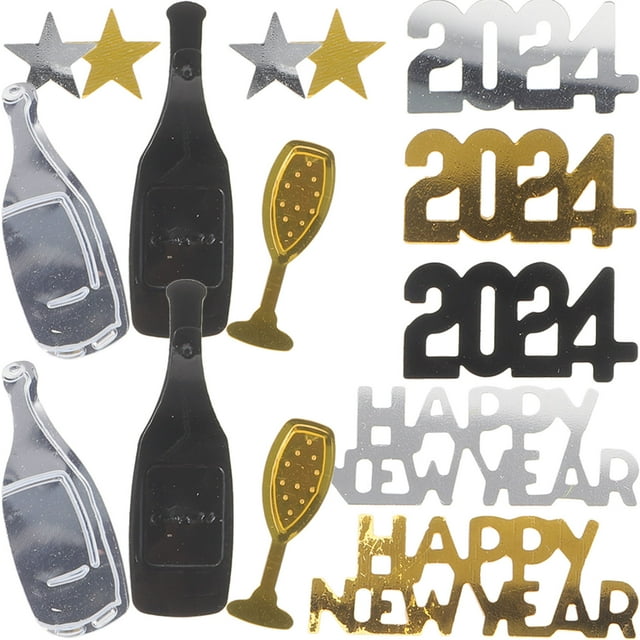 IFANLANDOR 3Pcs New Years Party Table Confetti Decor Glass Happy New Year Text For Home Festival Look