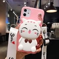 thumbnail image 1 of Funda con dibujo de gato en 3D para móvil, cartera bonita con cuerda para Samsung Galaxy A01, A02S, A03, A10E, A20, A30, A40, A50S, A60, A70, A80, A90 qiuyongmign unisex, 1 of 2