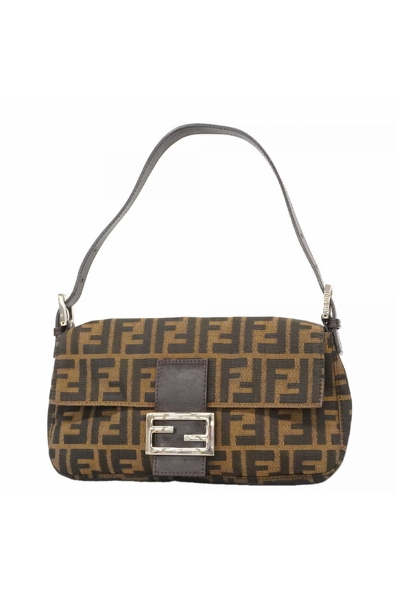 Pre-Owned Fendi Zucca Nylon Canvas Handbag, Brown, Women's