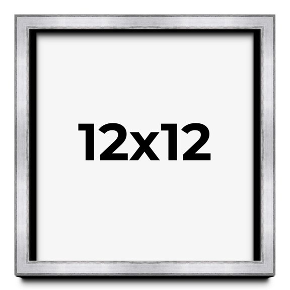 12x12 Shadow Box Frame Silver | 1.375 Inches Deep Real Wood Contemporary Shadowbox Display Frame |