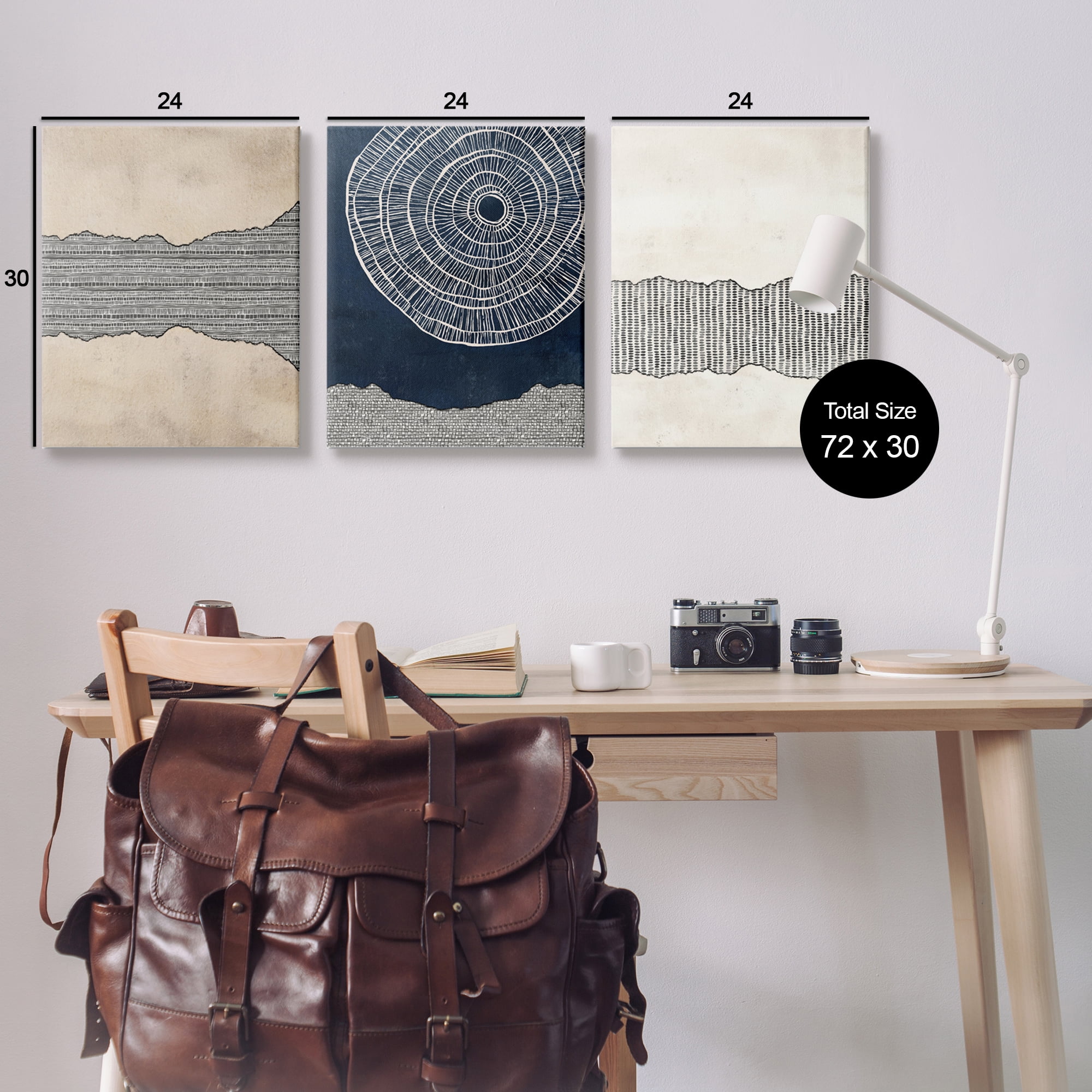 Stupell Industries Boho Muted Fractals Abstract Painting Gallery Wrapped Canvas Print Wall Art, 24 x 30, Set of 3