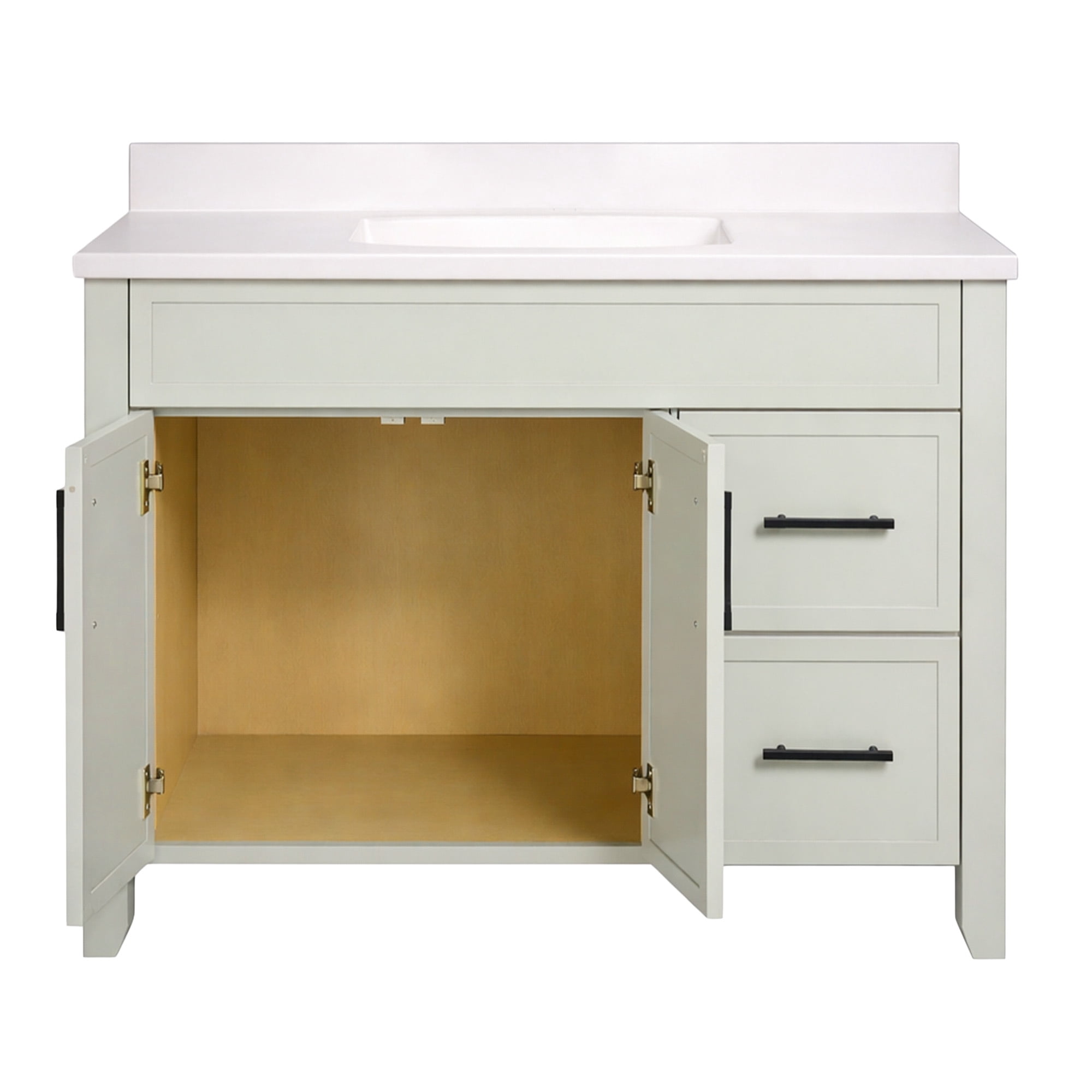 Design House Dawson 37-Inch Bathroom Vanity Combo, Ready to Assemble 2-Door 2-Drawer Cabinet with Camilla Cultured Marble Top, Sherwin-Williams® On the Rocks, Matte Black Hardware, 228478-OTR