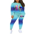 thumbnail image 2 of Femmes Clubwear Tie Dye Lounge Ensembles Survêtement Lèvres Impression Course Yoga Bodycon Jogger 2PCS Tenues Rose Rouge, 2 of 4
