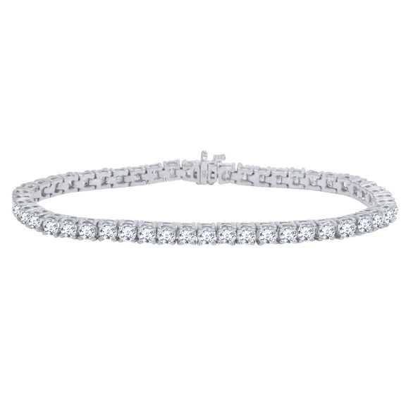 AFFY 13.5 CT Round Cut White Natural Diamond Tennis Bracelet In 14k White Gold Gold-7.5"