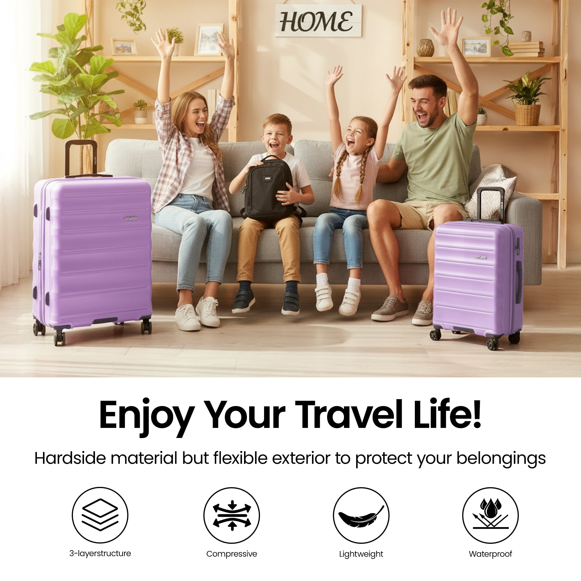 New York Xpress 2 Piece Luggage Set Hardside Expandable Lightweight with TSA Lock & Spinner Wheels, 20"/29", Lavender - La13801