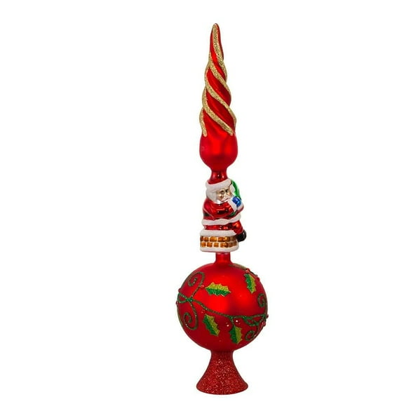 Kurt Adler 16-Inch Glass Santa Claus Christmas Tree Topper