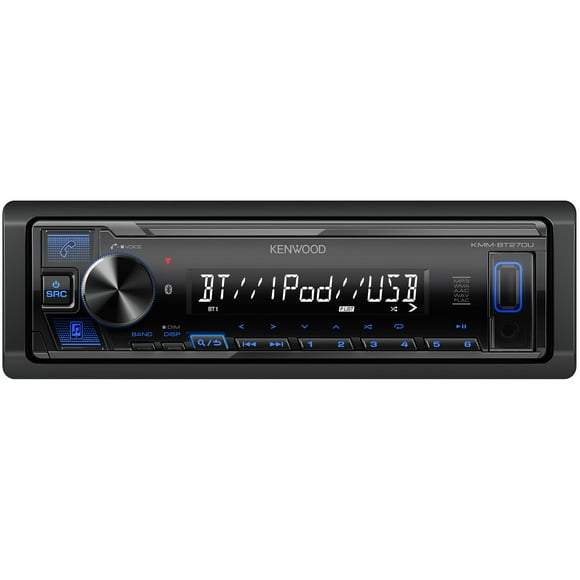KENWOOD KMM-BT270U Bluetooth Digital Media Car Stereo Receiver with USB Port - AM/FM Radio, MP3 Player, High Contrast LCD, Detachable Face Plate, Single DIN, 13-Band EQ