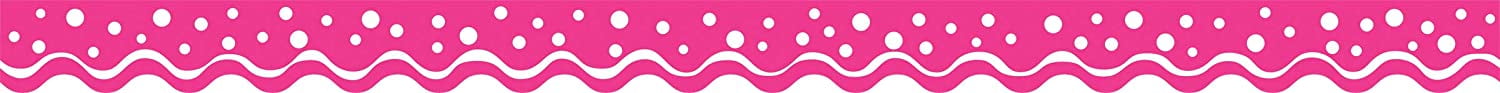 Barker Creek Double-Sided Scalloped Edge Border 2-Pack, Happy Hot Pink, Trim out Bulletin Boards and Create Colorful Displays with 78' of Designer Double-Sided Border, 2.25" x 78' (3708)