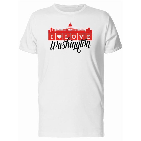 I Love Washington Red Skyline Tee Men's -Image by Shutterstock