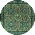 thumbnail image 1 of Ahgly Company Machine Washable Indoor Round Persian Turquoise Blue Traditional Area Rugs, 7' Round, 1 of 4