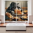 thumbnail image 2 of Ambesonne Cat Kitchen Curtains, Kitty Having Feast with Cheese, 55"x36", Marigold and Charcoal Grey, 2 of 3
