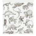 thumbnail image 2 of Ambesonne Black White Shower Curtain, Dinosaurs Skeleton, 69"Wx84"L, Dark Brown White, 2 of 4