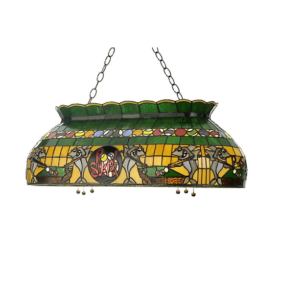 Meyda Tiffany - 19203 - Six Light Oblong Pendant - Pool Shark - Ha Green Red-315pack