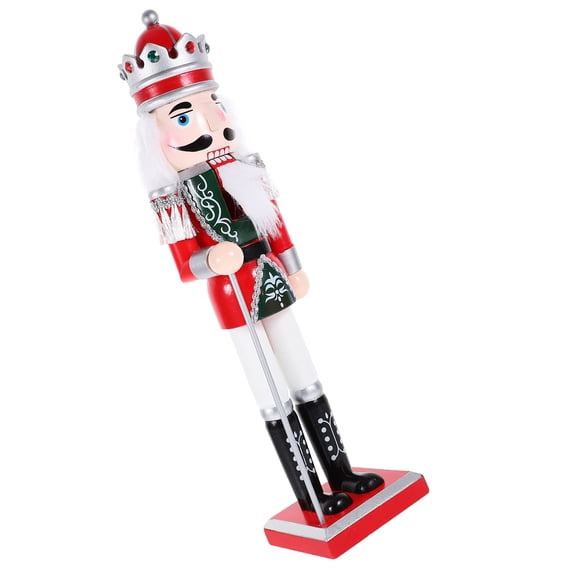STRANDCHIC Red Wood Nutcracker Statue Holiday Figurine Christmas Indoor Decor 1 Piece Decorative Collectible