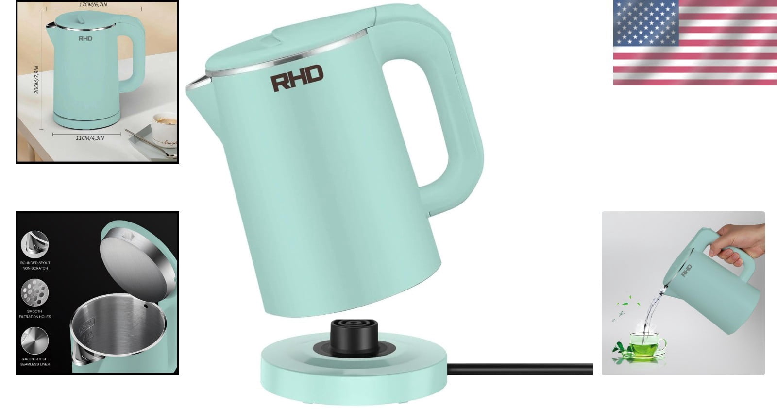 Compact 0.8L Stainless Steel Electric Kettle - Safe Fast Boil for Tea & Coffee