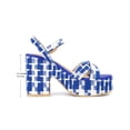 thumbnail image 2 of BLISSFUL STEP Women's Checkered Platform Heels Slingback Strap Block Heel Sandals Blue (Size 5.5), 2 of 7