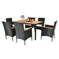 thumbnail image 4 of 7 Piece Patio Dining Set, Outdoor Patio Conversation Set with Acacia Wood Table Top and Rattan Chairs and Soft Seat Cushions for Deck Backyard Garden, Black, 4 of 12