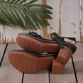 thumbnail image 5 of Sandals for Women Dressy Summer Peep Toe Slingback Chunky Stacked Heel Ankle Booties Ankle Buckle Strap Sandals Black 6.5, 5 of 7