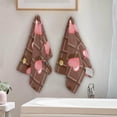 thumbnail image 4 of SKYSONIC 2 Pack Chocolate Heart Valentine Hand Towels, Ultra Soft and Absorbent, Love Pink Golden Dot Decorative Fingertip Towel for Home, Bathroom, Kitchen, 28.3"x14.4", 4 of 5