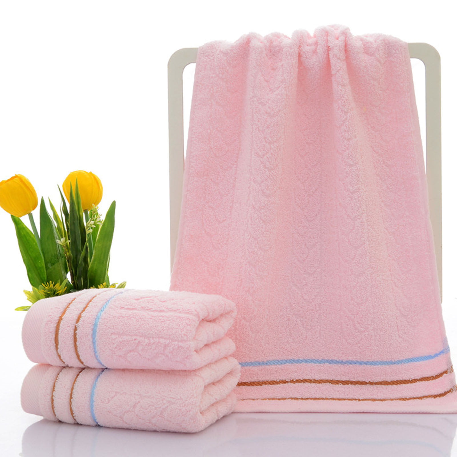 Dolce Mela TW140-2-PI Unisex 100 Percent Cotton Waffle Bath Towels Pistachio - Set of 2