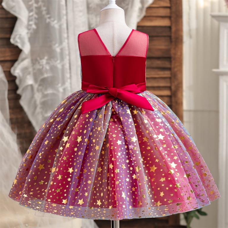 uublik Girls Formal Dresses Size 3T-8 Sleeveless Tulle Dresses Kids  Birthday Formal Wedding Pageant Princess Dress Red - Walmart.com