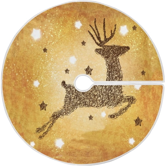 FMSHPON Happy Elk Xmas Christmas Tree Skirt Stand Mat for Holiday Party Decoration Indoor Outdoor 36 inches