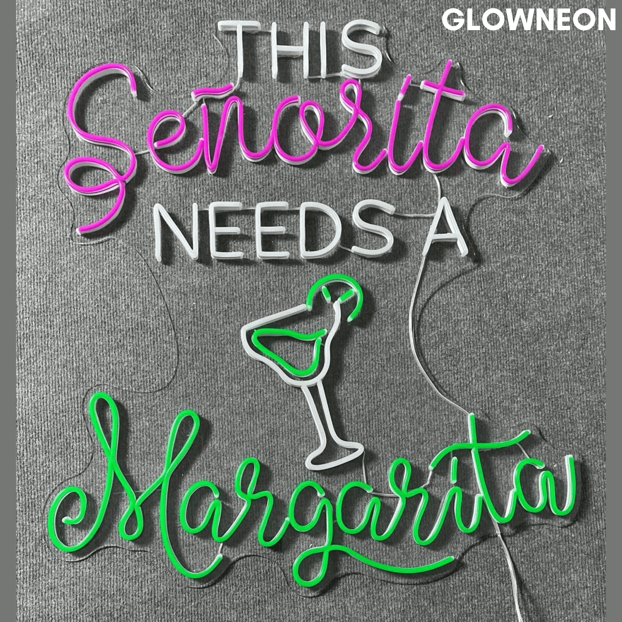 Glowneon This Senorita Needs A Margarita Neon Sign, Cocktail Led Sign