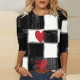 thumbnail image 2 of Ruimatai Women's Casual Printed Three-Quarter Sleeve T-Shirt Loose Fit Round Neck Blouse Top For Comfortable Everyday Wear, 2 of 5