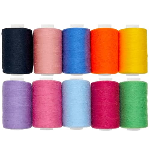10 Spools All Purpose Sewing Thread 1000 Yards,Bobbin Polyester Thread for Sewing,Threads for Sewing Machine,Sewing Machine Supplies for Beginners,Hand Stitching,Quilting