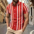 thumbnail image 2 of Men's Color Striped Hawaiian Shirt Casual Summer Short Sleeve Button Down Vintage Cuba Vacation Beach Shirts, 2 of 8