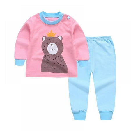 

Baby Unisex Pajamas Top with Pants Set 2 Piece Outfit Organic Cotton Clothing Set for Infant Baby Boys Girls 0-4T