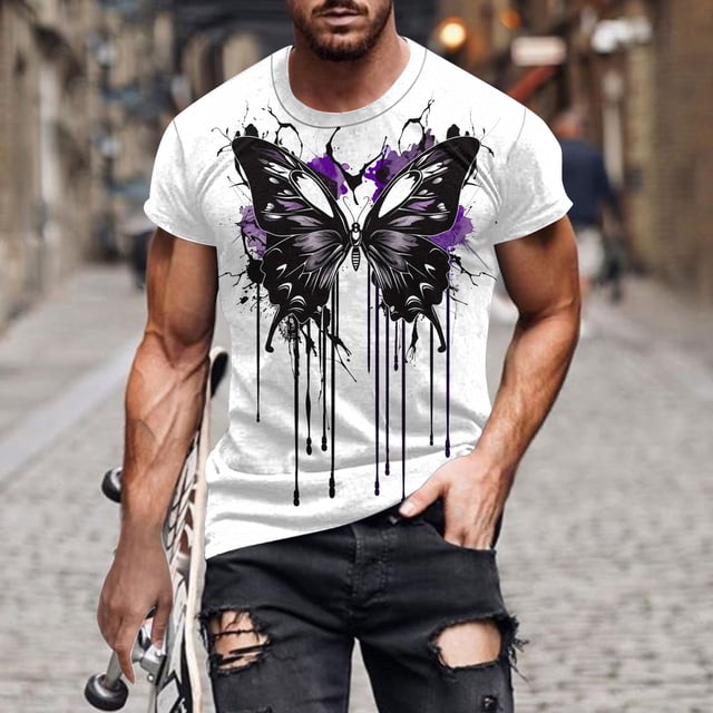 Mefallenssiah Hauts pour Hommes, Liquidation T-Shirt à Manches Courtes Imprimé Col Rond Mode Décontractée Manches Courtes