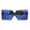 Blue, variant on Shield Futuristic Squared Rectangular Robotic Plastic Sunglasses Mirror