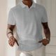 thumbnail image 2 of Blusa de Manga Corta Hombres Versátil Moda Color Sólido Botón Cuello de Vuelta, Camisa Casual Ligera para Diario, 2 of 3