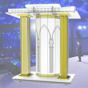 Acrylic Podium, Luxurious Transparent Acrylic Scroll Podium, Floor Standing Podium, Rolling Podium, Acrylic MDF Podium with Casters,Church with Casters,Clear