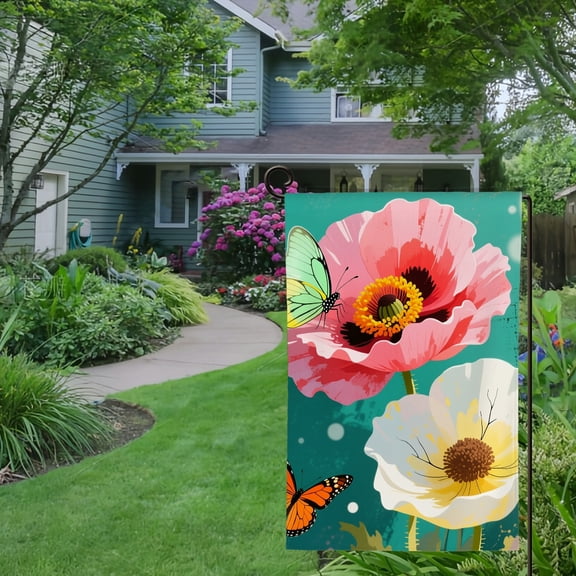 Spring Summer Garden Flag Double Sided Green Sunflower Welcome Yard House Outside Outdoor Decoration,12*18 inch