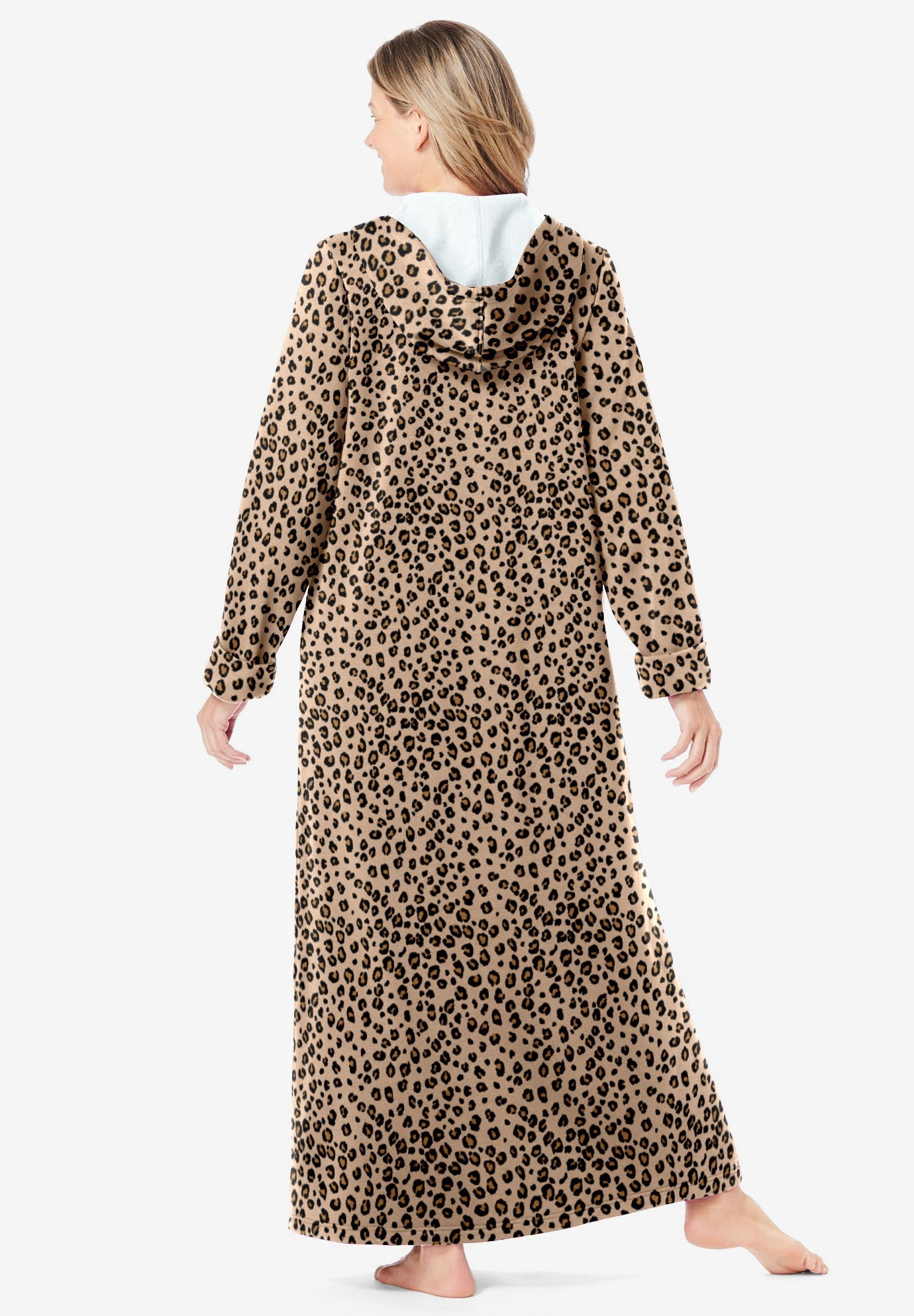 Dreams & Co. Plus Size Long Hooded Fleece Sweatshirt Robe