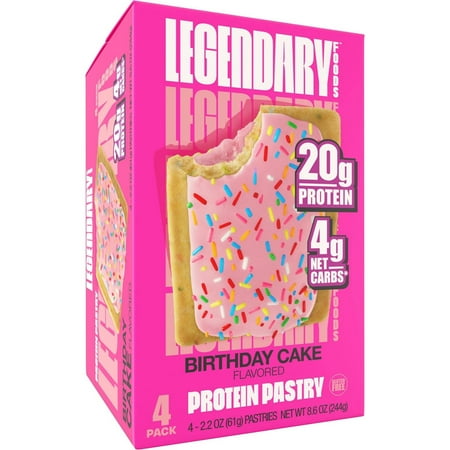 Legendary Foods Gluten-Free and Keto-Friendly Protein Batter - Birthday Cake - 8.6 oz/4 Count