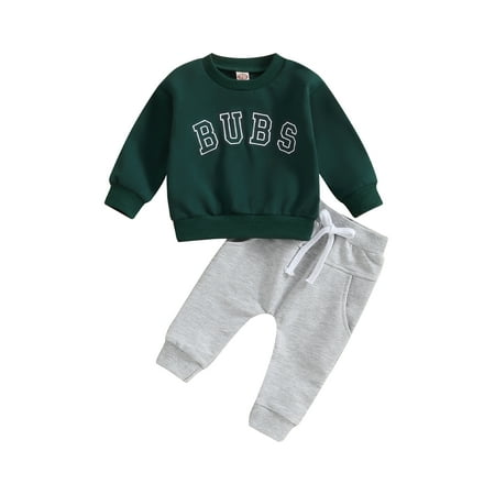 

Hirigin Adorable Baby Boy Fall Outfits: Long Sleeve Letter Sweatshirt + Trousers Set
