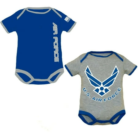 

U.S.A.F. 2pk Baby Boys Air Force Bodysuits Blue Gray