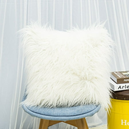 Fluffy Solid Color Square Throw Pillow Case Cushion Cover Home Decor