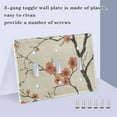 thumbnail image 3 of Yayeee Toggle Light Switch Wall Plate 3-Gang 6.37"x4.48" Decorative Outlet Cover, Light Red Flowers, 3 of 7