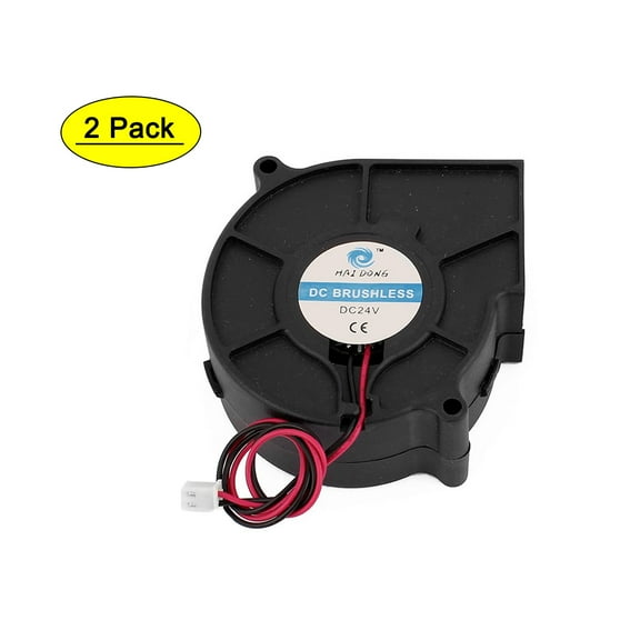 75mm x 30mm 2Pin DC 24V Brushless Black Blower Cooling Fan 2 Pcs for Computer PC